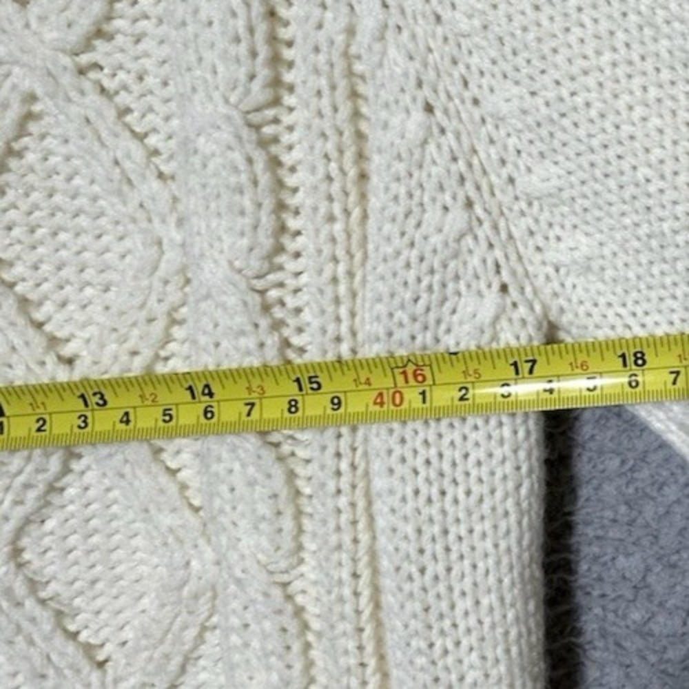 Vintage Sweater Emporium White Ivory Cream Cable Knit Fisherman Chunky Cozy - Picture 6 of 13